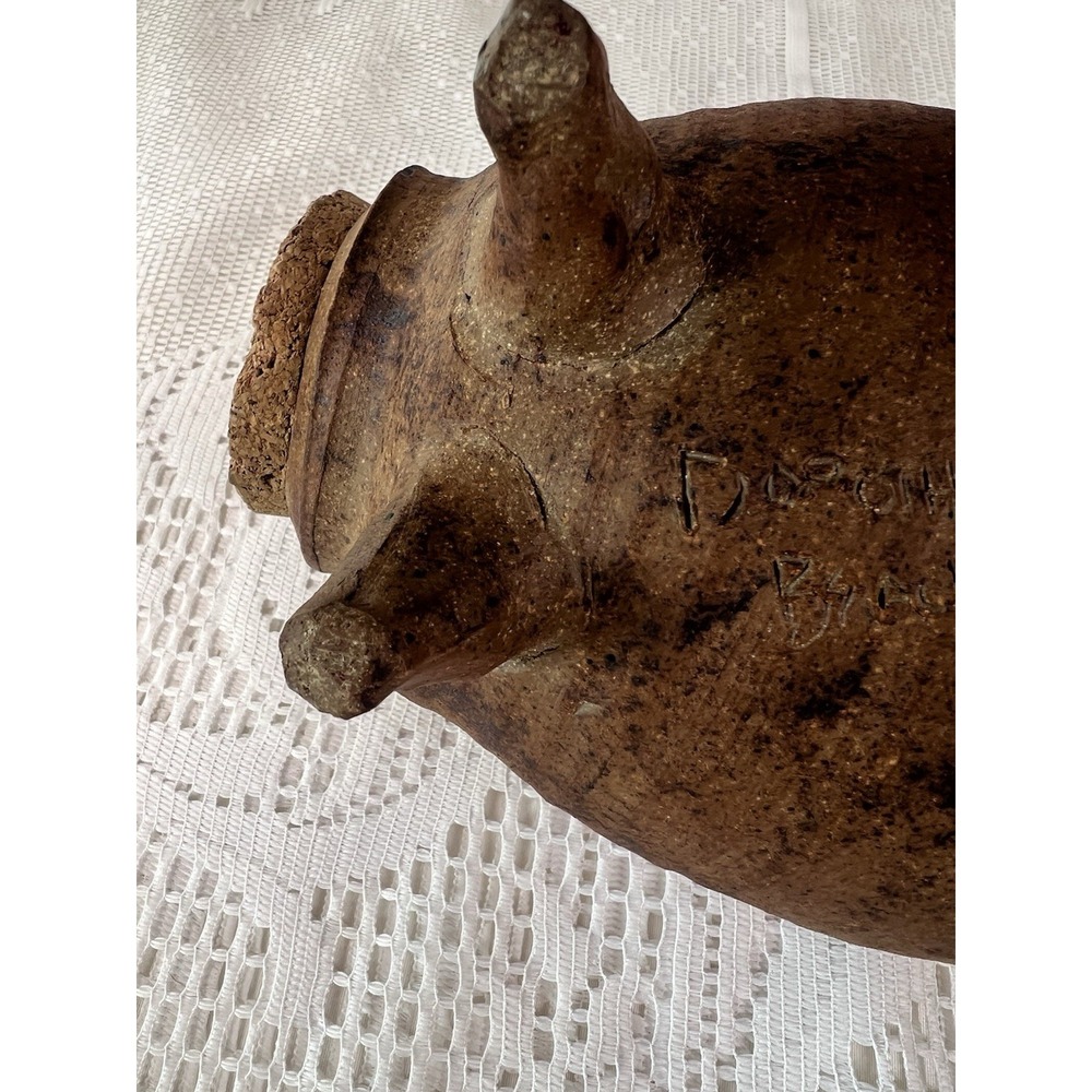 Vintage Signed Studio Pottery Piggy Bank Dorothy Beach Cork Stopper Folk Art - Picture 7 of 16